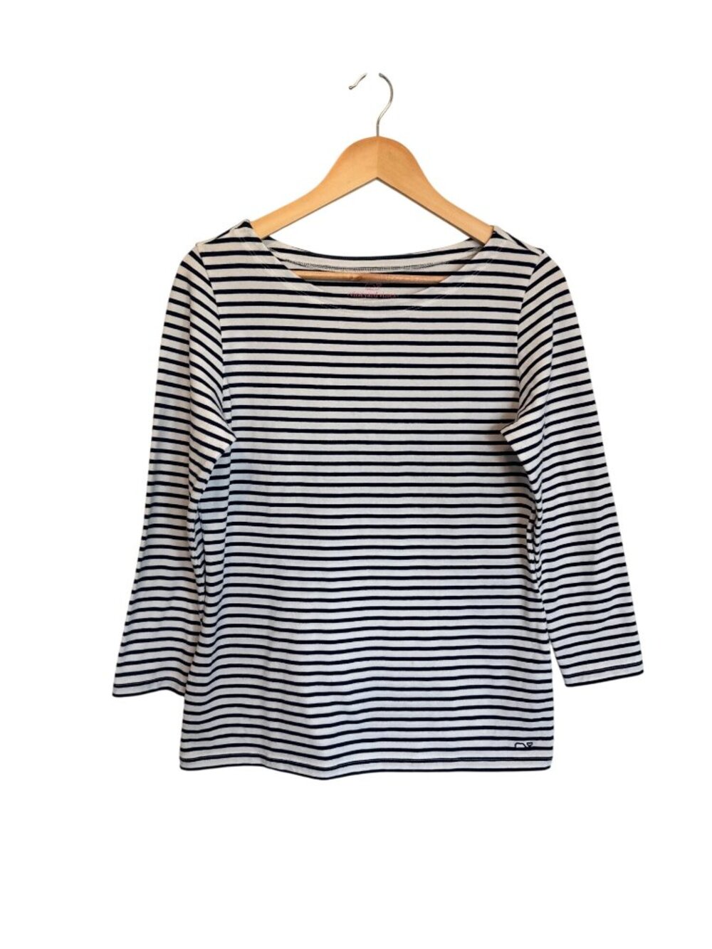 Vineyard Vines Womens Striped 3/4 Sleeve Top Blue White Medium Cotton Blend